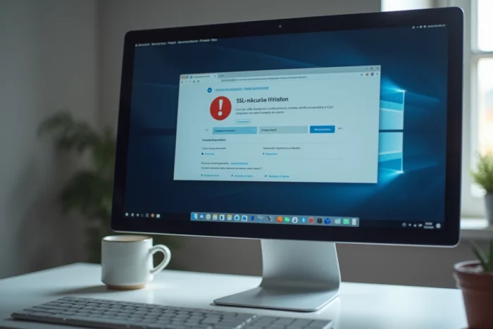 Écran d'ordinateur affichant un avertissement de sécurité Firefox avec l'option pour autoriser une connexion non sécurisée