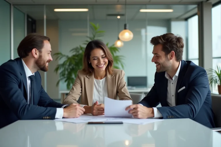Groupe de professionnels en réunion dans un bureau moderne