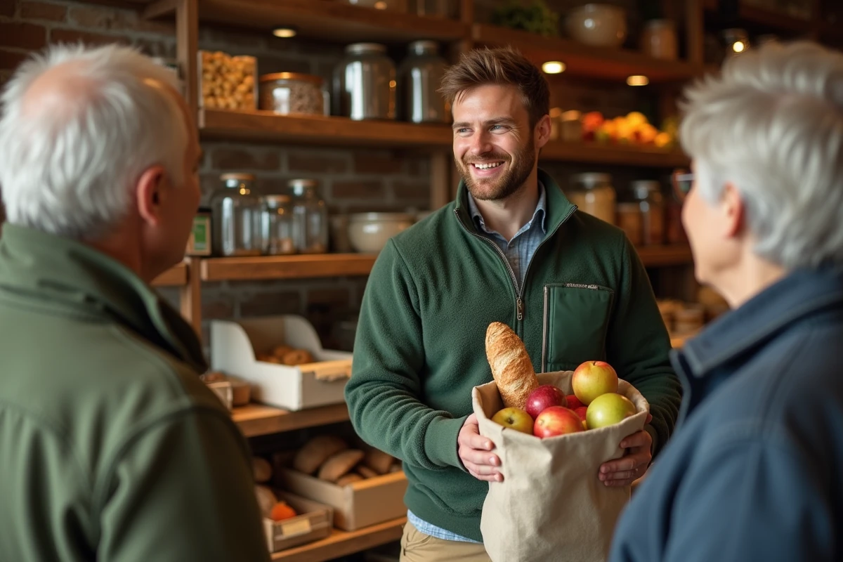 Jeune homme breton souriant dans épicerie bio