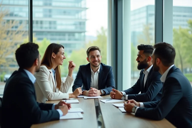 Groupe de professionnels autour d'une table à Paris Saclay